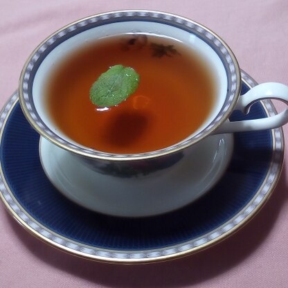 ミントの葉っぱで爽やかな紅茶に～レシピありがとうございました（*'‐'*)♪